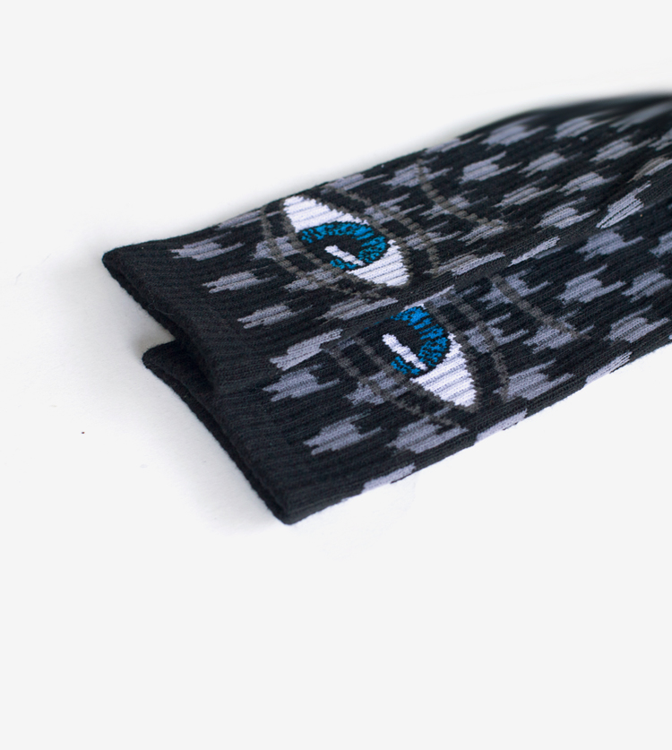 Máy đồ chơi trượt ván bông Jacquard dày chân dài thoải mái thoáng khí hấp thụ sốc bóng rổ vớ vớ thể thao nam đen