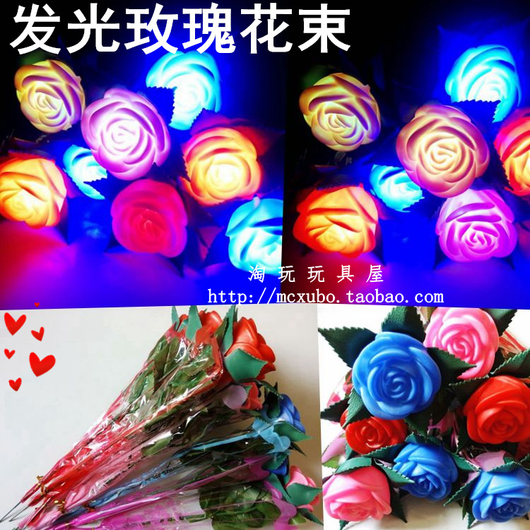 Tanabata Valentine's Day luminous rose bouquet Colorful lamp gift gift bar activity decoration props Jersey Electronics