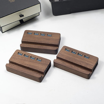 Creative Black Walnut Wood Logo Custom Lettering Gift Computer Notebook USB3 0 splitter HUB Converter