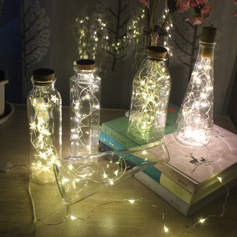 Romantic star glass bottle lucky star bottle with light string wishing bottle creative Tanabata Valentine's Day birthday gift