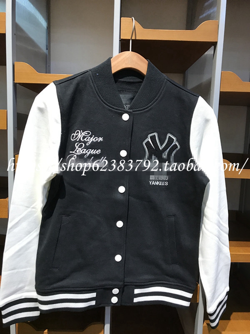 Bộ đồng phục bóng chày MLB với cùng một đoạn 17 năm mùa thu và mùa đông áo khoác nam và nữ cổ điển màu đen và trắng mới 03700 03800 - Thể thao sau bộ quần áo adidas nam mùa hè