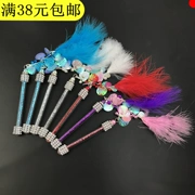 Chó anh em gái tự làm mèo dính mèo mini telescopic đoạn ngắn vui mèo cực vàng dòng tua mèo dính mèo đồ chơi