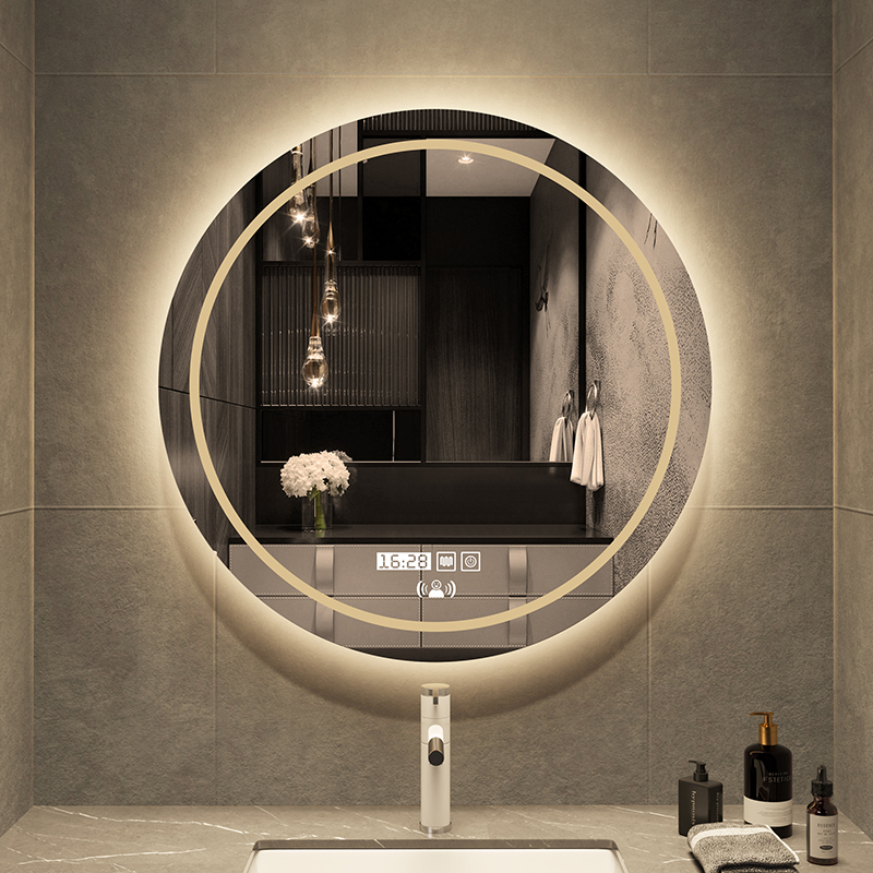 Smart bathroom round mirror with light comb makeup hanging wall-mounted wall-mounted washroom washroom Bathroom Toilet-Taobao