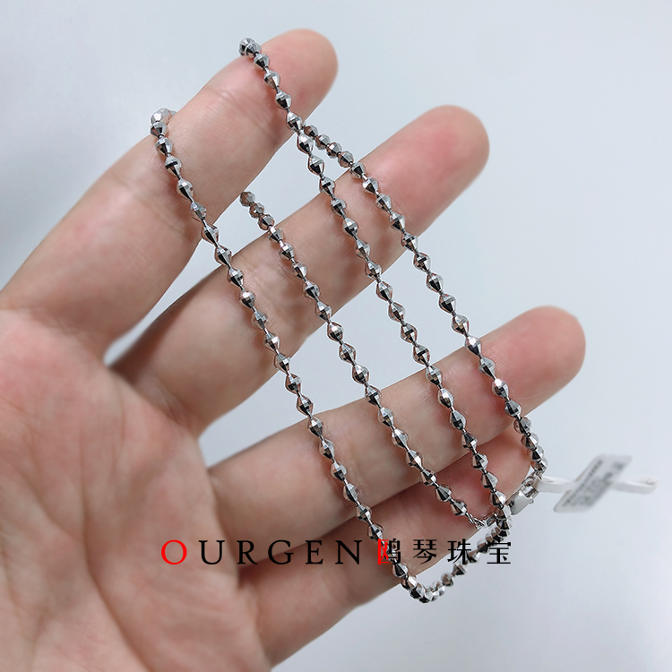 PT950 Platinum necklace Fashion Multi-faceted Laser Bead Bead Necklace Open Ring OGEN Jewelry