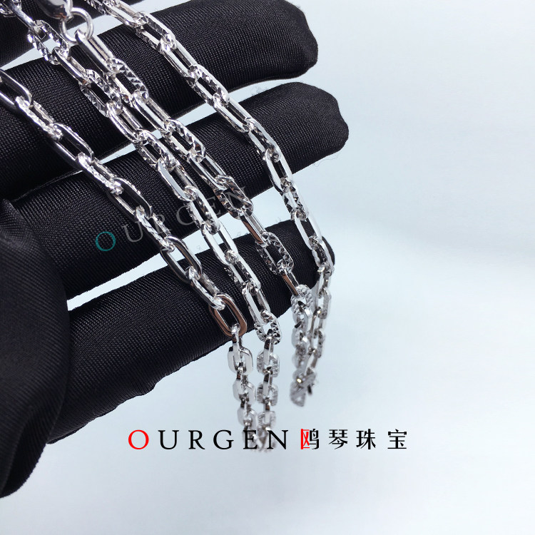 Square O million word necklace Platinum PT950 boutique fish hook buckle men's spot counter spot OGEN Oqin beads