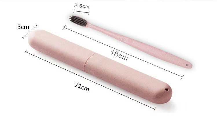 Du lịch kinh doanh lúa mì sáng tạo hộp bàn chải đánh răng đặt rửa cốc cung cấp hộp lưu trữ bàn chải đánh răng với bàn chải đánh răng - Rửa sạch / Chăm sóc vật tư