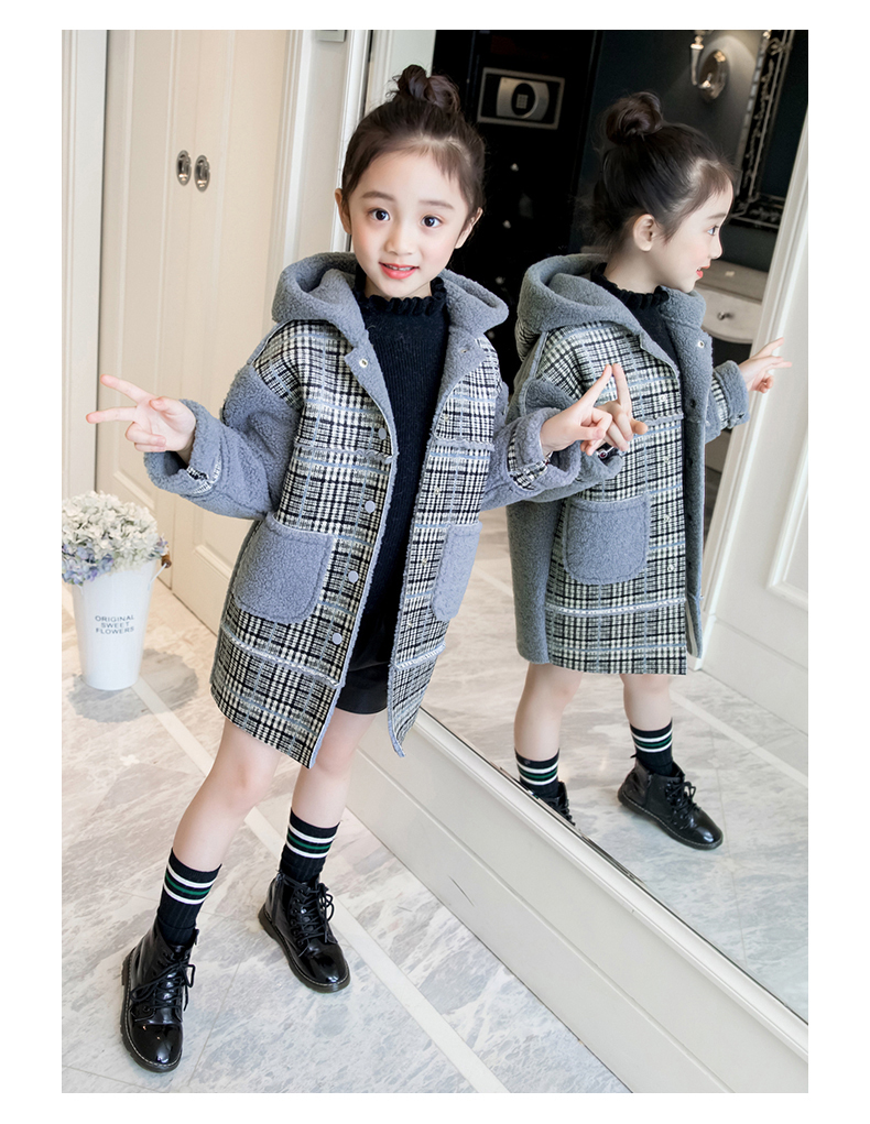 Quần áo mùa thu và mùa đông 7 tuổi Áo khoác bé gái 15 áo dày 9 Quần áo trẻ em 11 bé gái 8 mùa đông 10 mùa đông 6 quần áo 12 thủy triều áo lông cừu cho bé