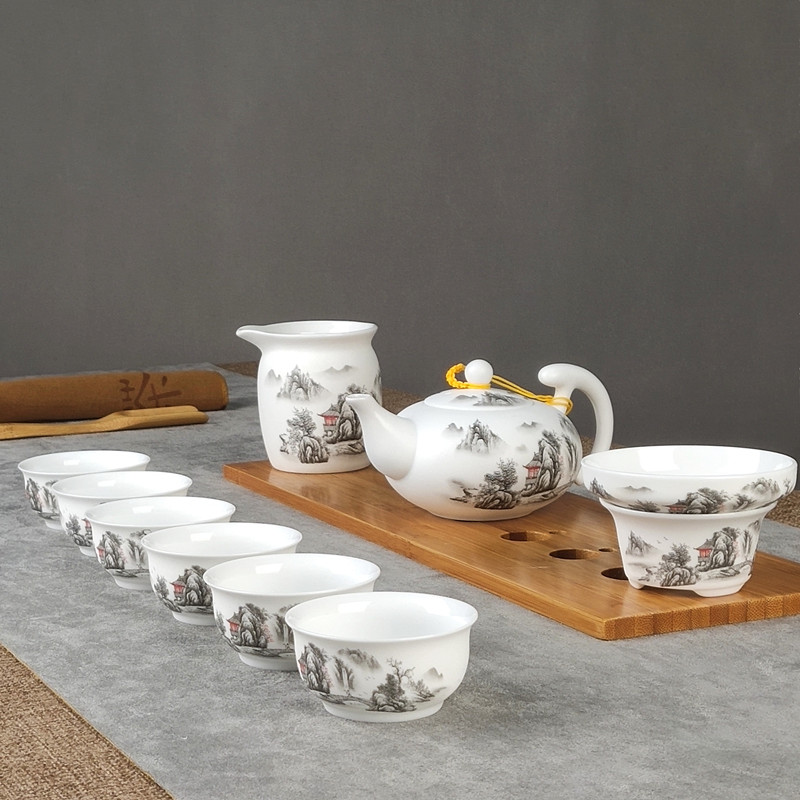 Ceramic Gongfu tea furniture set thin tire 9 Infused Teapot filter Tea drinking cup Gift porcelain Jingdezhen