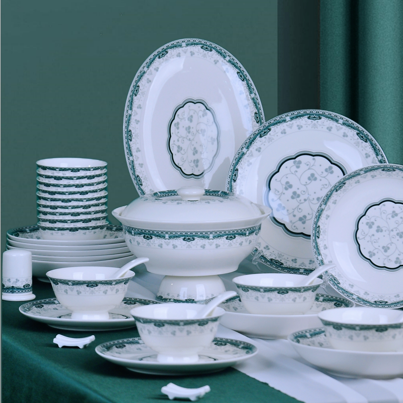 58-Piece Ceramic Tableware Set, High-End Bone China, Single Rice Bowl, Dish, Plate with Lid, Soup Pot, Housewarming Gift 58-Piece Ceramic Tableware Set, High-End Bone China, Single Rice Bowl, Dish, Plate with Lid, Soup Pot, Housewarming Gift