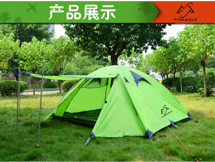 Wholesale PINNACLE outdoor 2-person 3-person double-layer double-door camping aluminum pole tent rainproof 3000mm