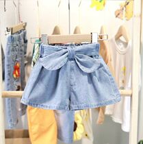 Girl Denim Shorts Summer Butterfly Knot Sweets 100 Hitch Casual Kids Summer Fit Pants Trendy Pants Trendy New Jeans