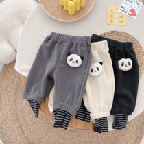 Childrens winter loose casual pants one velvet baby girl plus velvet leggings foreign wear thick pants