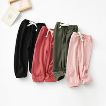  Boys summer anti-mosquito pants Womens open file pants Baby spring and summer thin pants Childrens home air conditioning pants Korean version