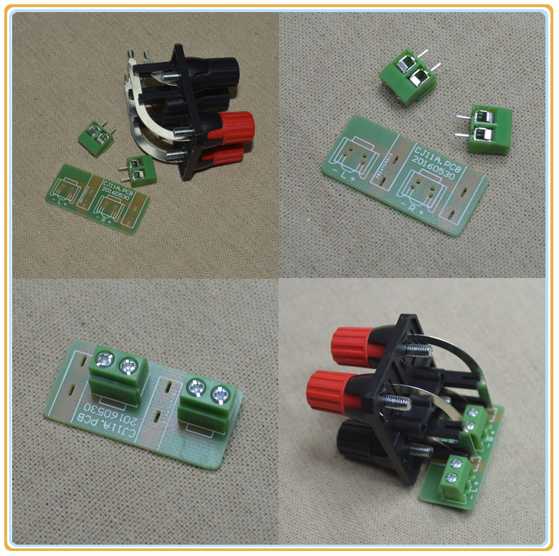 Four horn wiring terminals with PCB wiring terminals