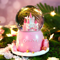 Dream Castle Water Crystal Ball Snowflake Rotating Music Box Princess Children Girl Birthday Gift Eight Soundbox Pendulum