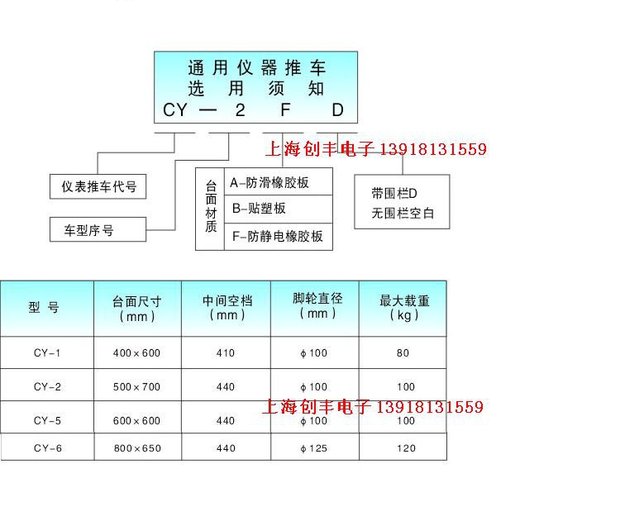 Xe đẩy dụng cụ hai lớp phổ dụng Xe đẩy dụng cụ chống tĩnh 2 lớp có bánh xe CY-8F 1F Honghua