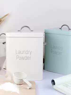 Powder Yan Nordic wind ins Wind washing powder bucket can hold 6-7kg small rice bucket 10kg send small spoon Anti Rust sunscreen