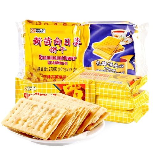 Филиппинская специальная закуска Food Новые саженцы сэндвичи с подсолнечниками Xiang, Sulfei Biscuits Cheese Flavor 270G Bag de Fenglong