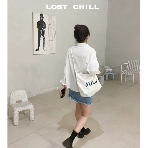 Минималистичный шоппер с буквами, вместительный и большой ремешок для сумки, универсальная сумка на одно плечо, в корейском стиле