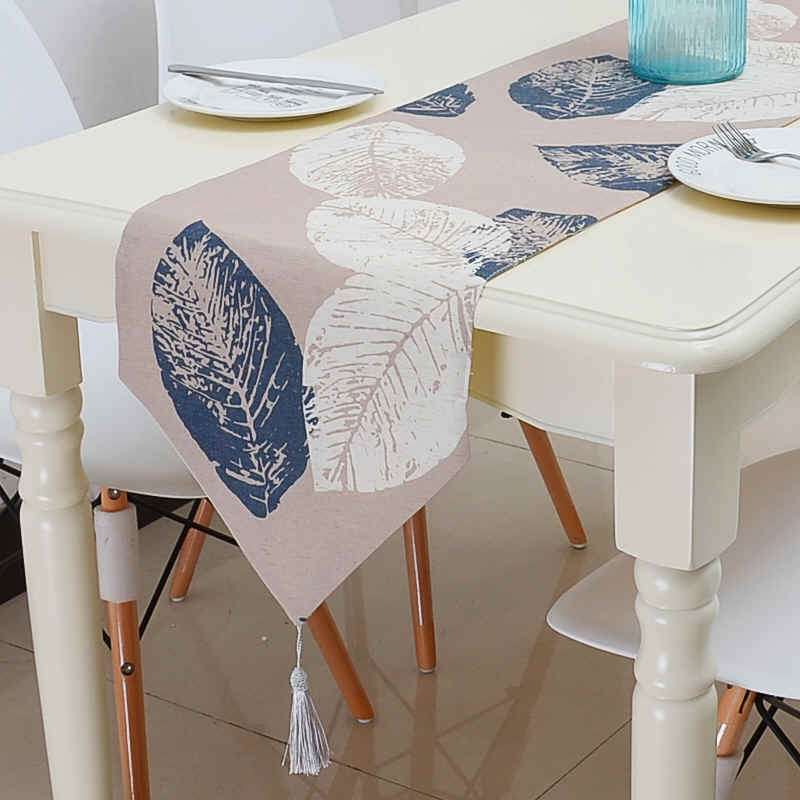 Jane Yoda Garden Leaf Dining Table Flag Tea Table Cloth Bedroom Bed Flag Cotton Linen Cloth Art Table Cloth Zen tea XI