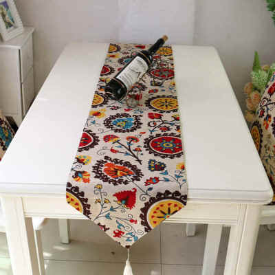 Mediterranean Cotton Linen Table Flag Double tea Flag table cloth Art Dingding as Guest House Guest Stack Bed with Pillow Bed Tailcloth