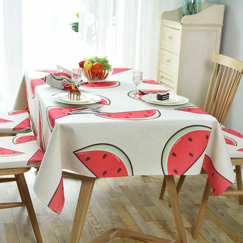 Creative Fresh Watermelon Table Tea Mat Cover Cloth Fridge Washing Machine Dust-Thickened Cotton Linen Cloth Art Table Cloth