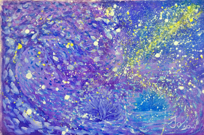 (Deep in the universe)Spiritual energy Painting watercolor Healing tranquility 54*39