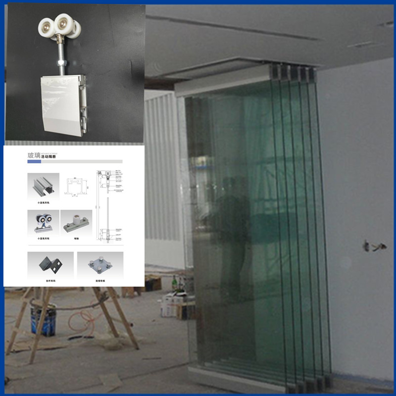 Heavy no frame glass folding door accessories Hanging Door Track Pulley Wooden Door Upper And Lower Trackwheel Ground Pulley