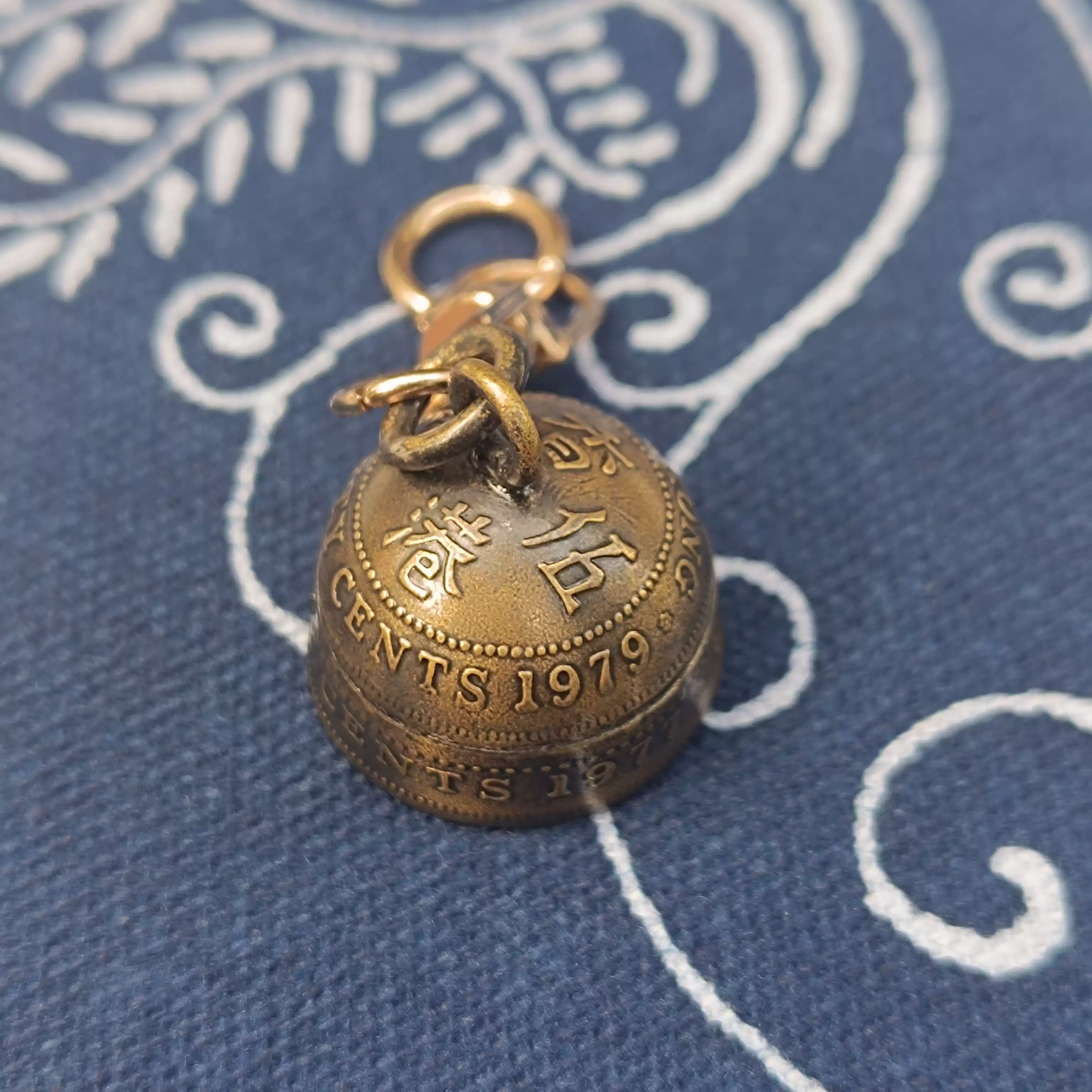 原创手工香港70年代伍毫硬币铃铛故事铃铛可挂包包钥匙