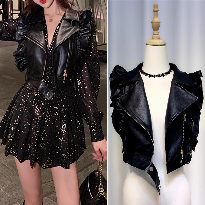 Women's Leather Vest Spring New Fashion Leather Jacket Cool Korean Style Sleeveless Pu Leather Biker Jacket Winter Zipper Short Stylish Vest