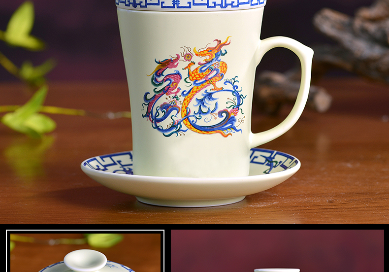 Jingdezhen ceramic cups, small meeting personal tea cups with cover filter 4 is the boss a gift boxes