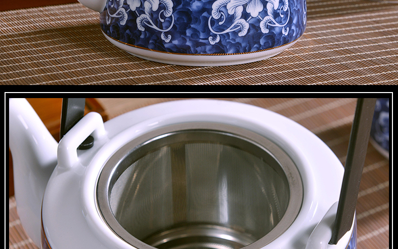 Jingdezhen ceramics porcelain tea set girder pot teapot large capacity of a complete set of household gift cool water