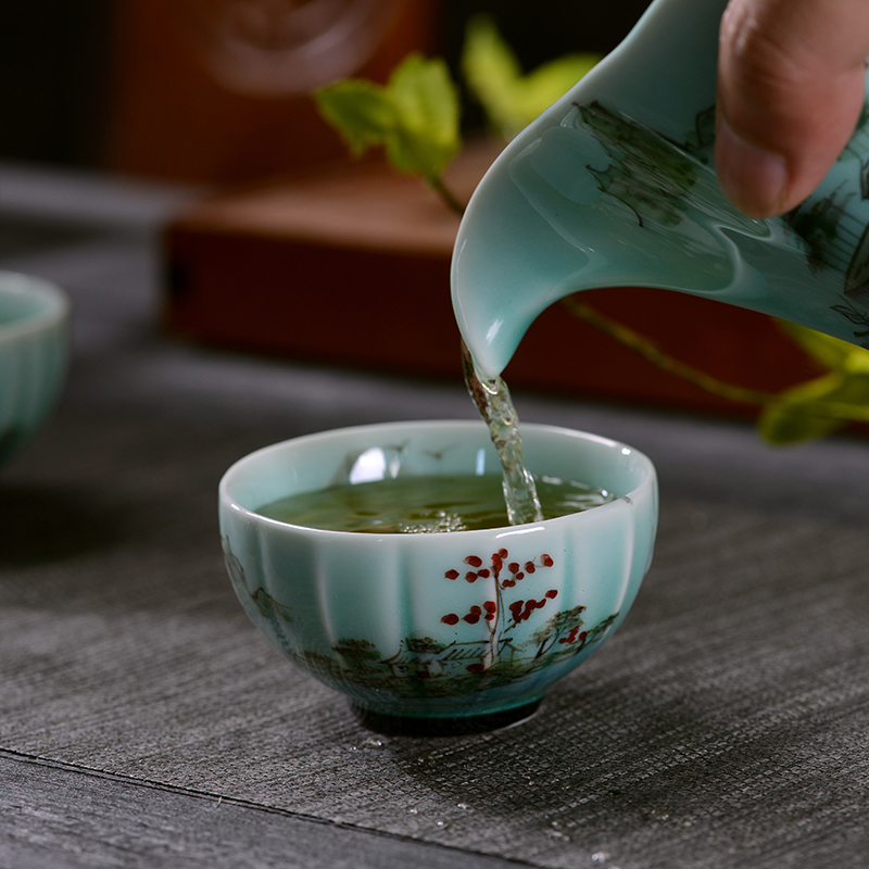 Jingdezhen ceramic kung fu tea set all hand - made tea sets tea taking of a complete set of home office gift teapot teacup