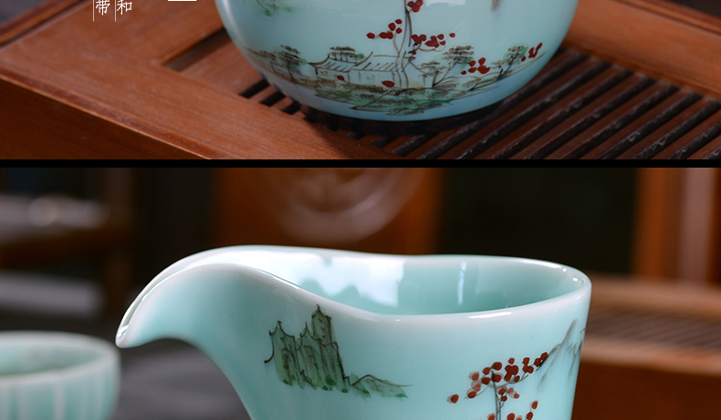 Jingdezhen ceramic kung fu tea set all hand - made tea sets tea taking of a complete set of home office gift teapot teacup