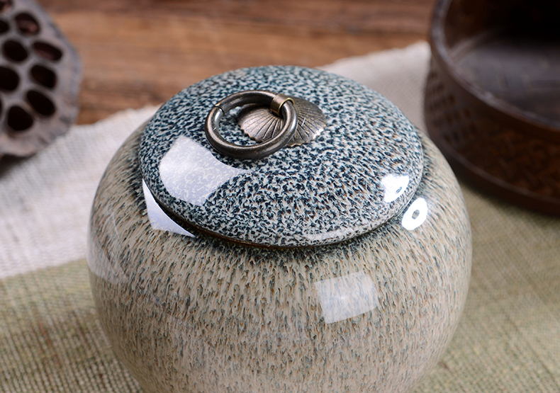 Large household storage tanks in jingdezhen up caddy fixings ceramic seal box of pu - erh tea, green tea caddy fixings