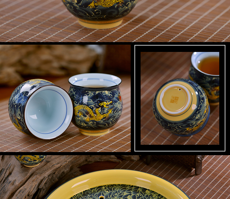 Jingdezhen tea set home a whole set of double kung fu tea set ceramic teapot teacup tea tray tea gifts