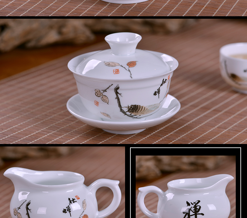 景德镇青花陶瓷功夫茶具套装盖碗茶壶薄胎中式家用办公室茶具礼品