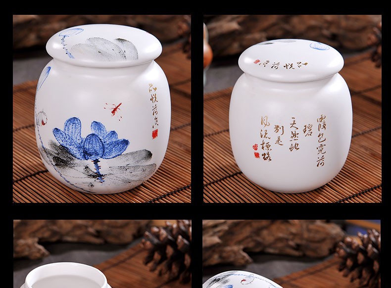 Caddy fixings jingdezhen ceramics with cover seal pot small storage POTS portable storage tea pot tea Caddy fixings and POTS