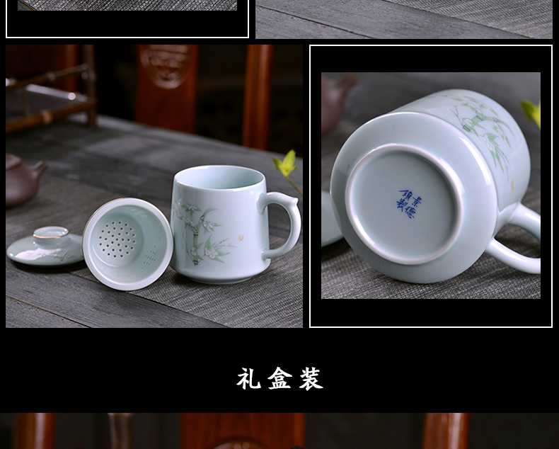 Jingdezhen ceramic cups with cover with blue and white porcelain keller) office tea cup household glass gifts