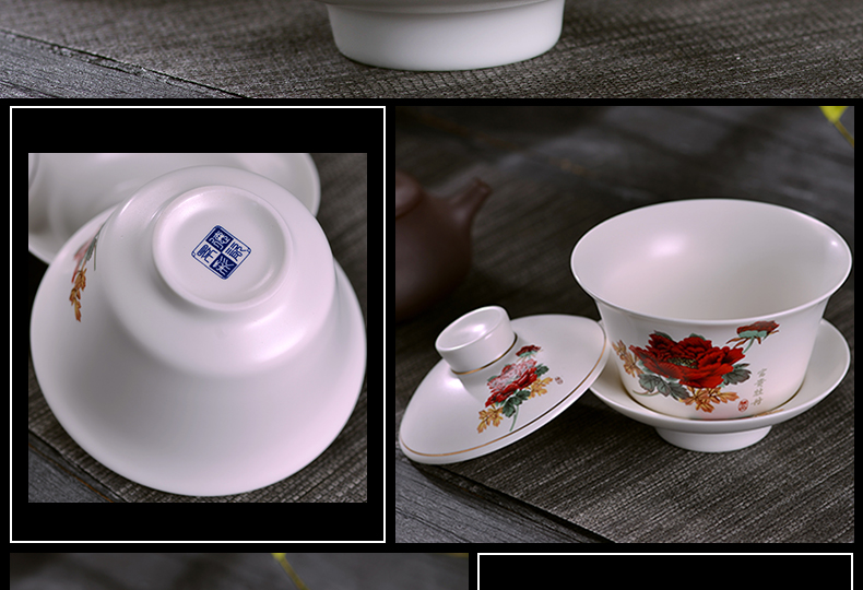 Jingdezhen ceramic tureen tea bowl is big in number kung fu tea bowl three only inferior smooth ceramic bowl hand grasp pot