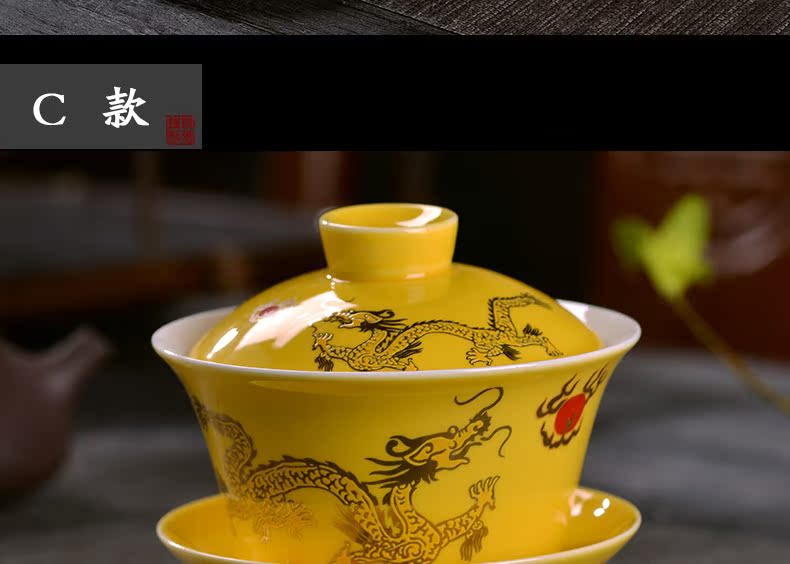 Jingdezhen ceramic tureen large and medium size make tea cups three bowl to bowl bowl kung fu suit only hand grasp pot