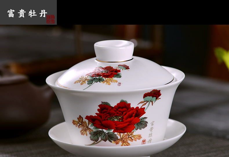 Jingdezhen ceramic tureen tea bowl is big in number kung fu tea bowl three only inferior smooth ceramic bowl hand grasp pot