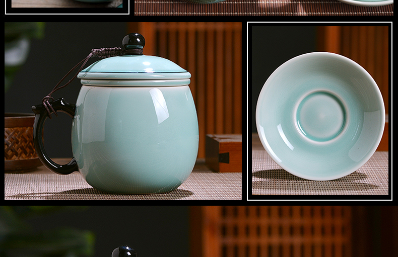 Jingdezhen ceramic cup with cover filtration separation office tea cups tea cup household glass tea cup