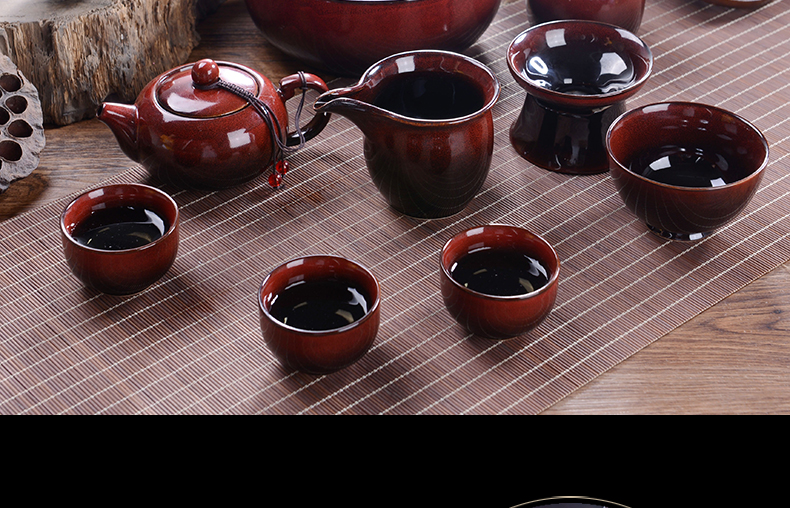 Jingdezhen ceramic tea set suit household up red ceramics kung fu tea cups GaiWanCha wash to gift pack