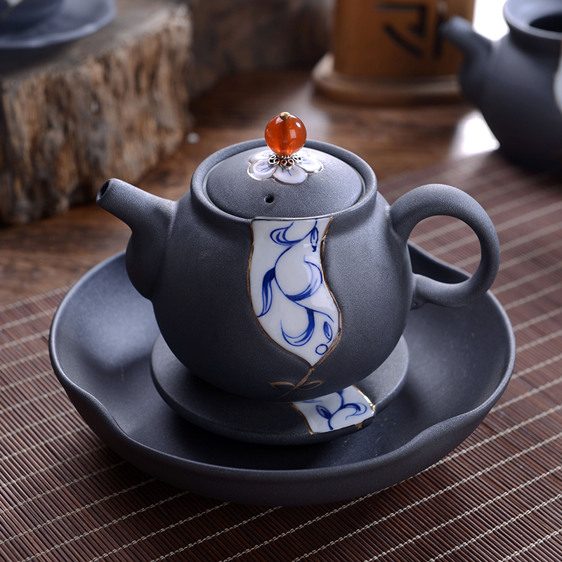 Jingdezhen kung fu tea set coarse pottery porcelain teapot tea cups) a complete set of ceramic tea set home