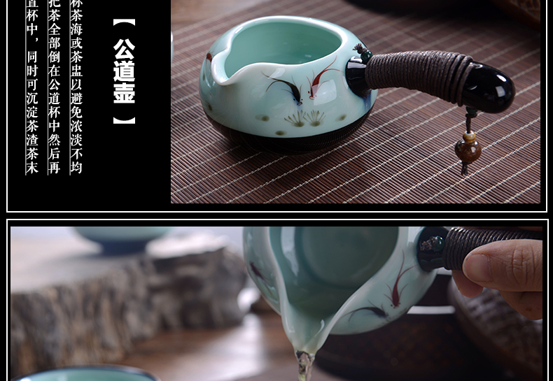 Jingdezhen celadon tea set hand - made ceramic side put the pot of a complete set of kung fu tea tureen tea pot office