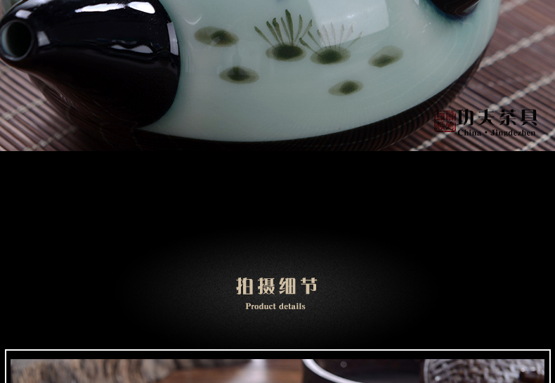 Jingdezhen celadon tea set hand - made ceramic side put the pot of a complete set of kung fu tea tureen tea pot office