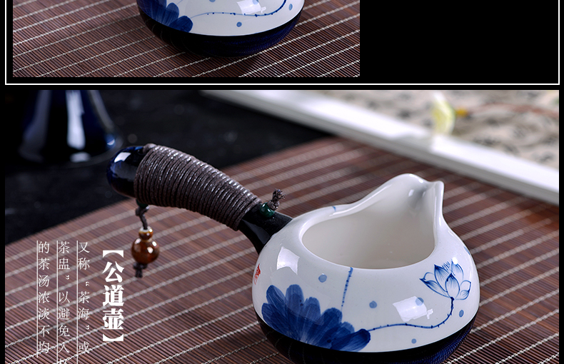 Jingdezhen hand - made kung fu tea set suit household ceramics up tea set a complete set of contracted teapot teacup gift boxes