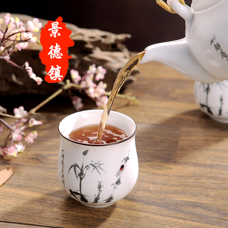 Jingdezhen ceramic tea set girder pot of a complete set of kung fu tea set the teapot cup caddy fixings household cool water bottle