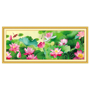 Cross stitch red lotus yingri 2024 ເສັ້ນໃຫມ່ embroidery ຫ້ອງຮັບແຂກສູງ embroidery handmade ຕົນເອງ embroidery ແບບຈີນງ່າຍດາຍແລະ elegant